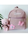 Sac à dos maternelle, enfant prénom, velours côtelé, mini sac à dos personnalisable.