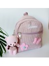 Sac à dos maternelle, enfant prénom, velours côtelé, mini sac à dos personnalisable.