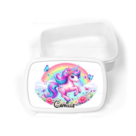 Boîte à goûter enfant personnalisable, boîte personnalisé, enfant maternelle Licorne