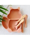 Set repas assiette ventouse + couverts pour enfant personnalisé- Ecureuil