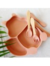 Set repas assiette ventouse + couverts pour enfant personnalisé- Ecureuil
