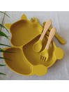 Set repas assiette ventouse + couverts pour enfant personnalisé- Ecureuil