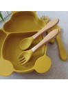 Set repas assiette ventouse + couverts pour enfant personnalisé- Ecureuil