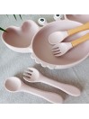Set repas assiette ventouse + couverts pour enfant personnalisé- Crabe