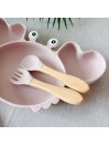 Set repas assiette ventouse + couverts pour enfant personnalisé- Crabe