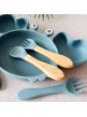Set repas assiette ventouse + couverts pour enfant personnalisé- Crabe