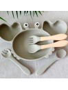 Set repas assiette ventouse + couverts pour enfant personnalisé- Crabe